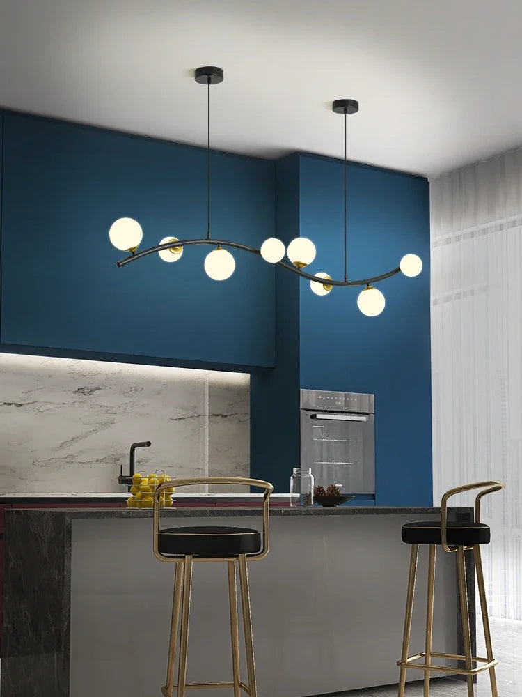 lustre en verre noir style nordique moderne pour restaurant et bar