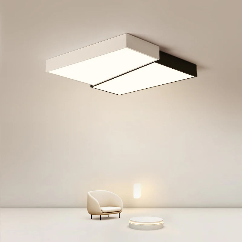 Plafonnier LED noir et blanc carré