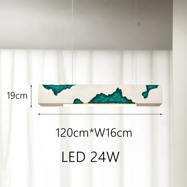 Lustre design longue rectangulaire avec touche coloré Hazel