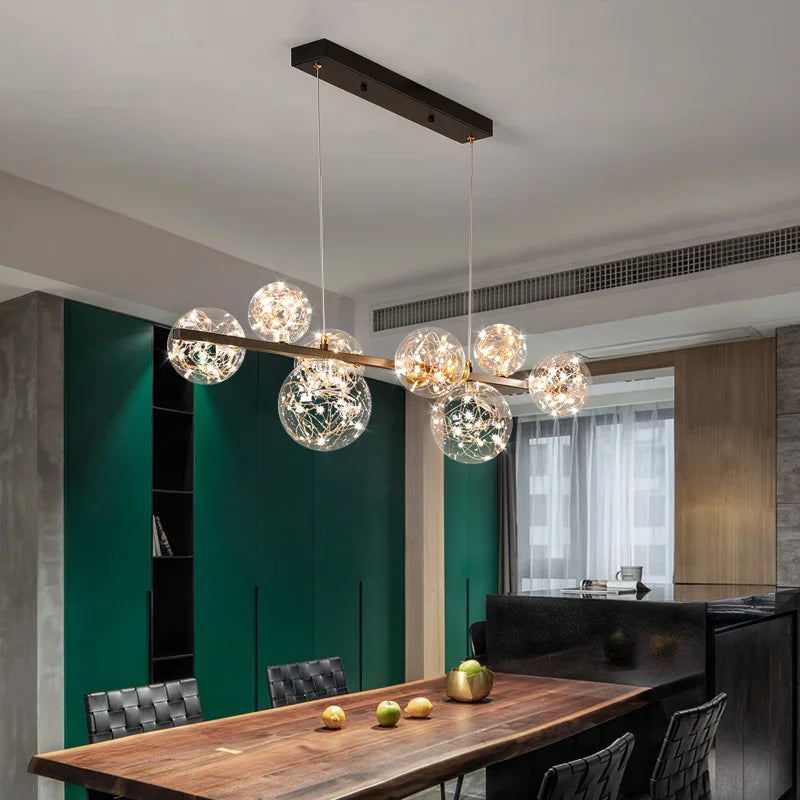 suspension led nordique boule de verre clair pour bar restaurant