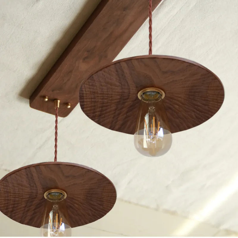 Suspension en bois nordiques Designer sculpté à la main en noyer noir Suspension Chambre Chevet Restaurant Décor Simple Suspension