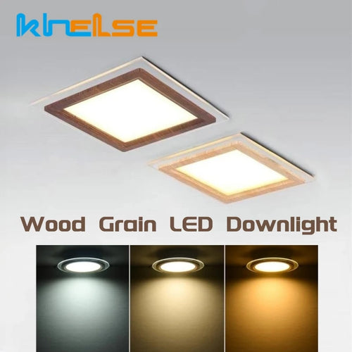 Plafonnier LED encastré Ultra-mince en Grain de bois