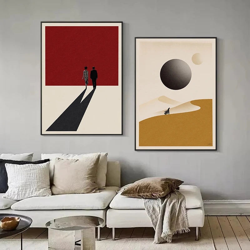 affiche rétro abstraite inspirée de films classiques décoration murale