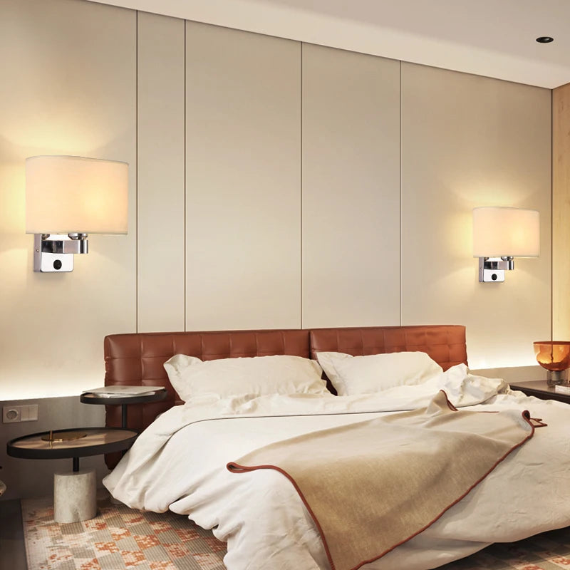 Applique murale Led avec abat-jour en tissu