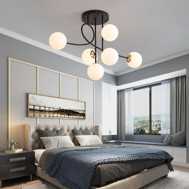 lustre led minimaliste moderne nordique en verre doré
