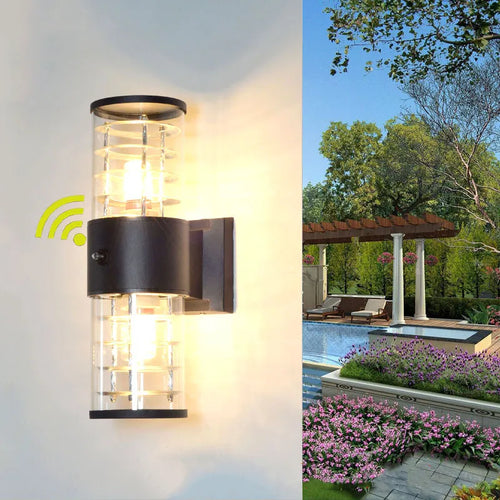 E27 LED applique extérieure capteur haut vers le bas verre aluminium étanche jardin lumière couloir rue extérieur applique murale 110V 220V