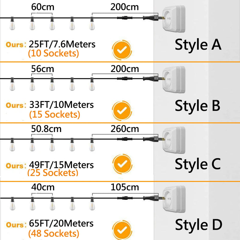 guirlande lumineuse d'extérieur connectable décorative pour jardin noël