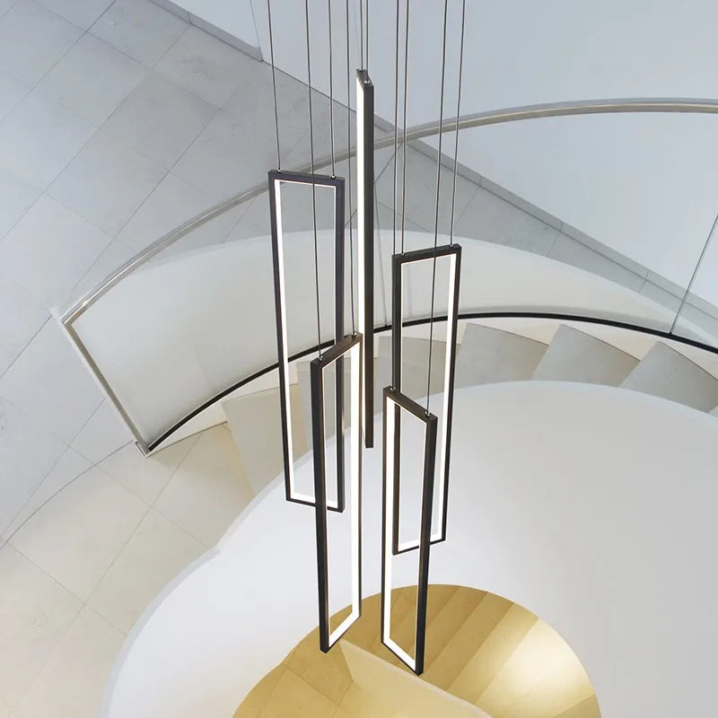 lustre moderne simple led nordique luxe duplex loft rotatif