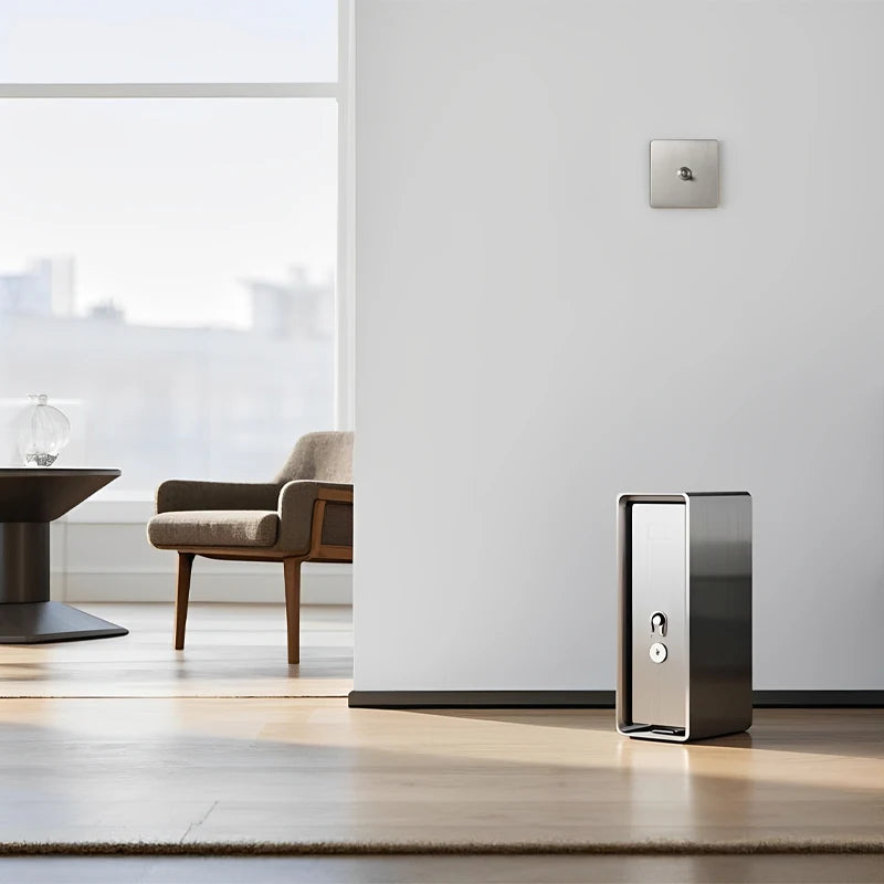 Prise électrique et double USB (Europe) en acier gris clair brossé bords arrondis