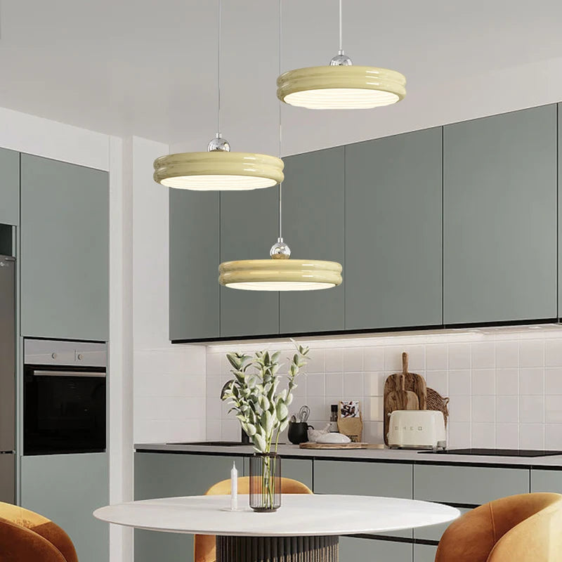 Suspension de luxe moderne dimmable avec abat-jour circulaire en fer