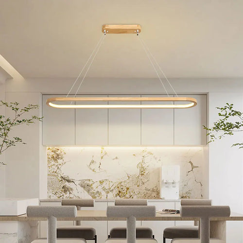 suspension en bois et led design minimaliste pour décoration intérieure