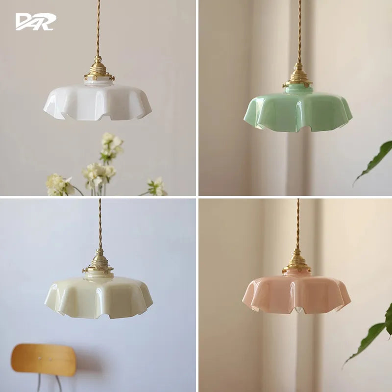 Suspension fleur en verre coloré