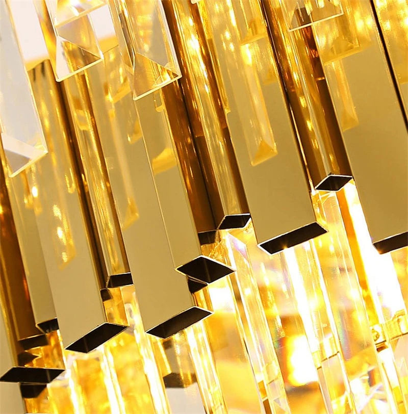 lustre en cristal moderne en or poli pour éclairage intérieur