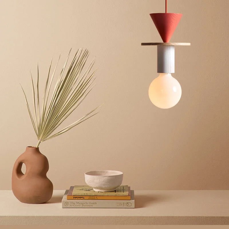 Suspension LED design bois petite lumière déco