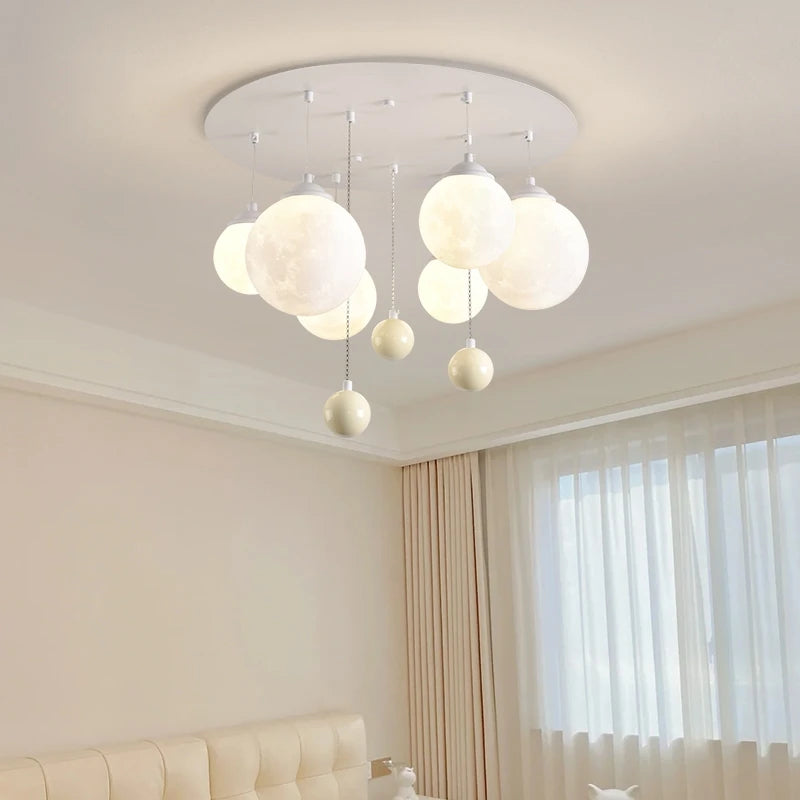lustre design 3d led lune boule ronde suspension intérieur