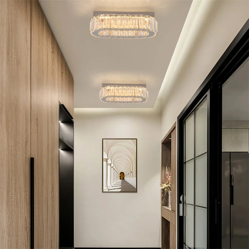 plafonnier ovale en cristal led pour décoration de cuisine
