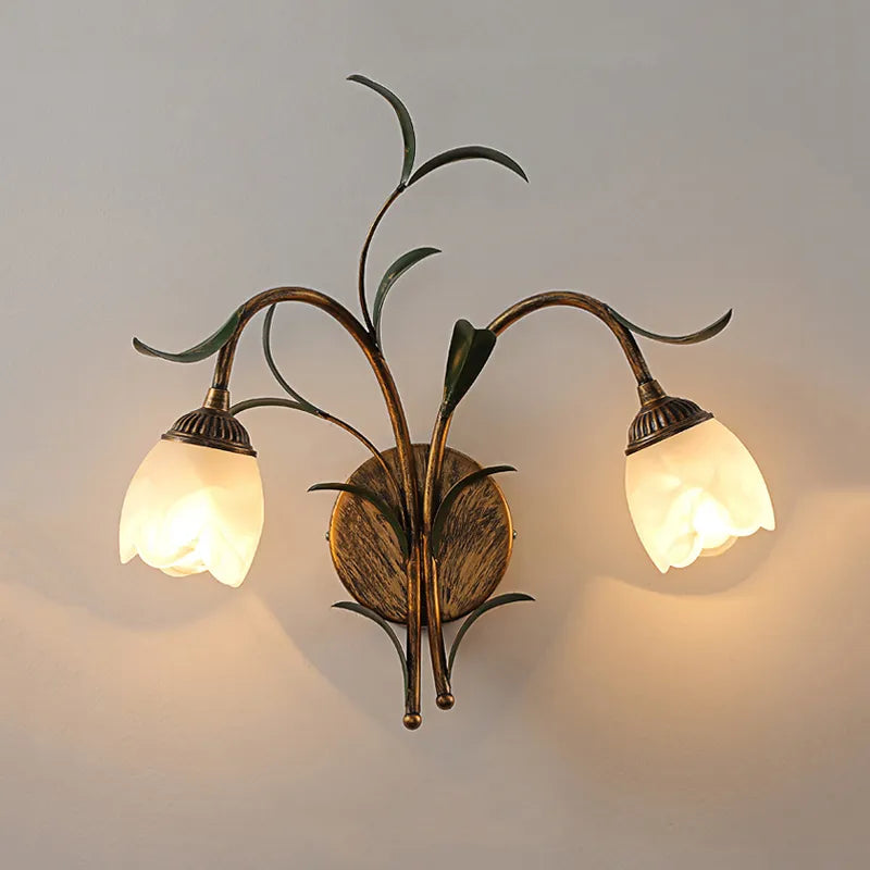 Applique murale style rétro bronze fleur