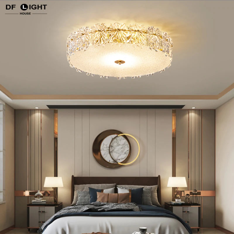 Plafonnier en cristal moderne chambre plafonnier cuisine lustre en cristal salle à manger luminaire en verre doré