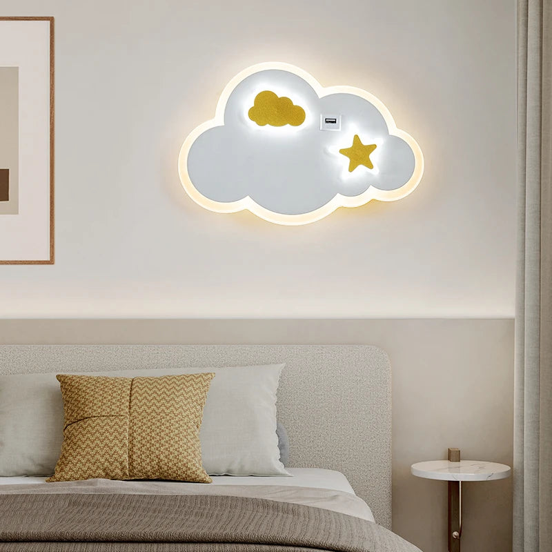applique murale led lune design moderne minimaliste avec chargeur usb