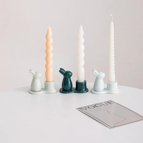 bougeoirs en céramique lapin décoratifs pour la maison