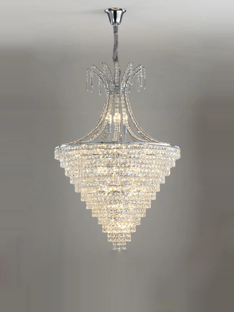 lustre en cristal chrome pour éclairage intérieur élégant