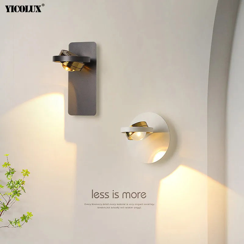 Rotatif moderne applique murale LED lampes noir blanc salon TV fond applique allée lumières projecteur éclairage intérieur décor à la maison