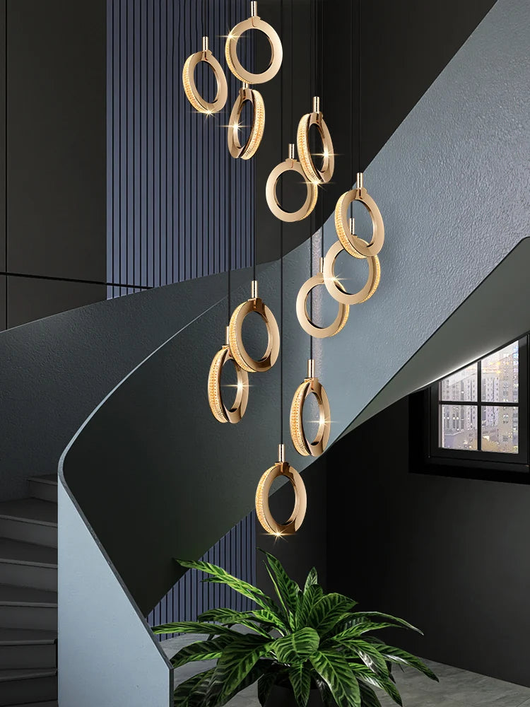 lustre de luxe moderne rotatif pour duplex nordique