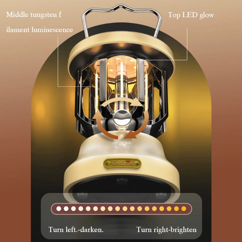 lanterne de camping rétro rechargeable en métal portable à led