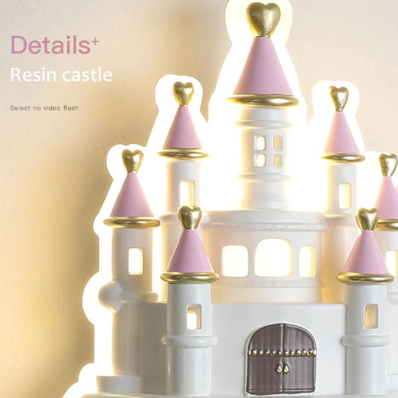 applique murale led château de dessin animé pour chambre fille protection yeux bébé