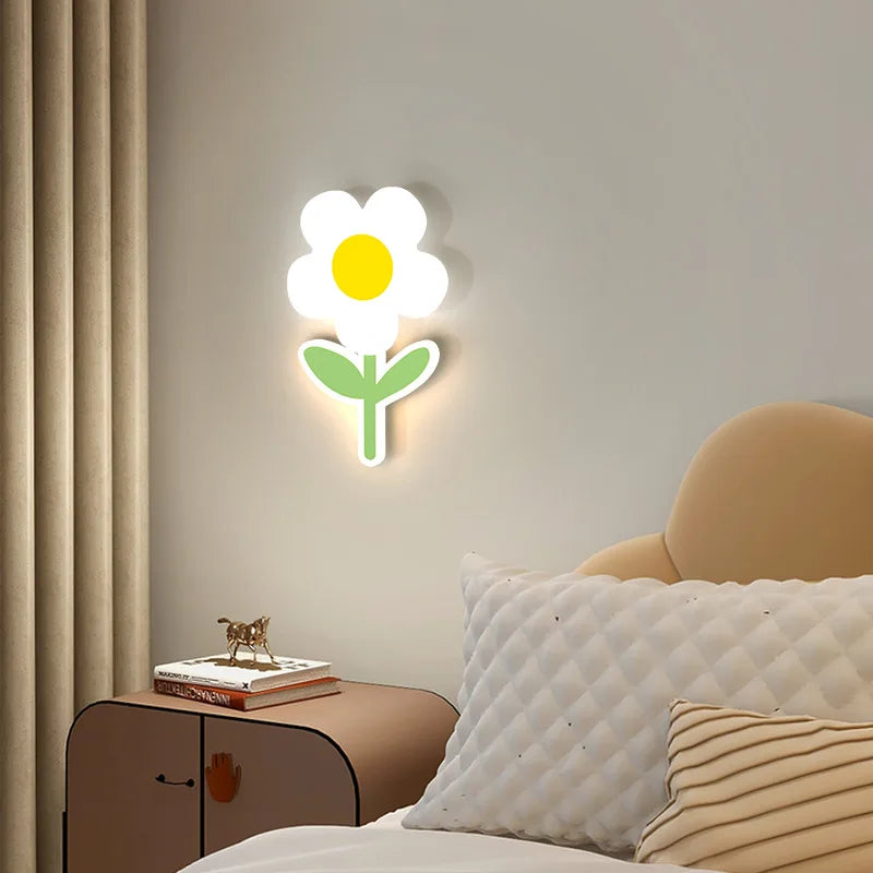 applique murale led fleur pour enfants avec télécommande