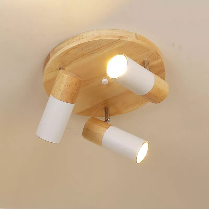 Plafonnier LED en bois au design nordique moderne