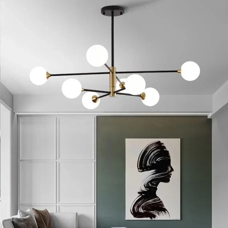 Plafonnier LED Spoutnik noir au design nordique moderne