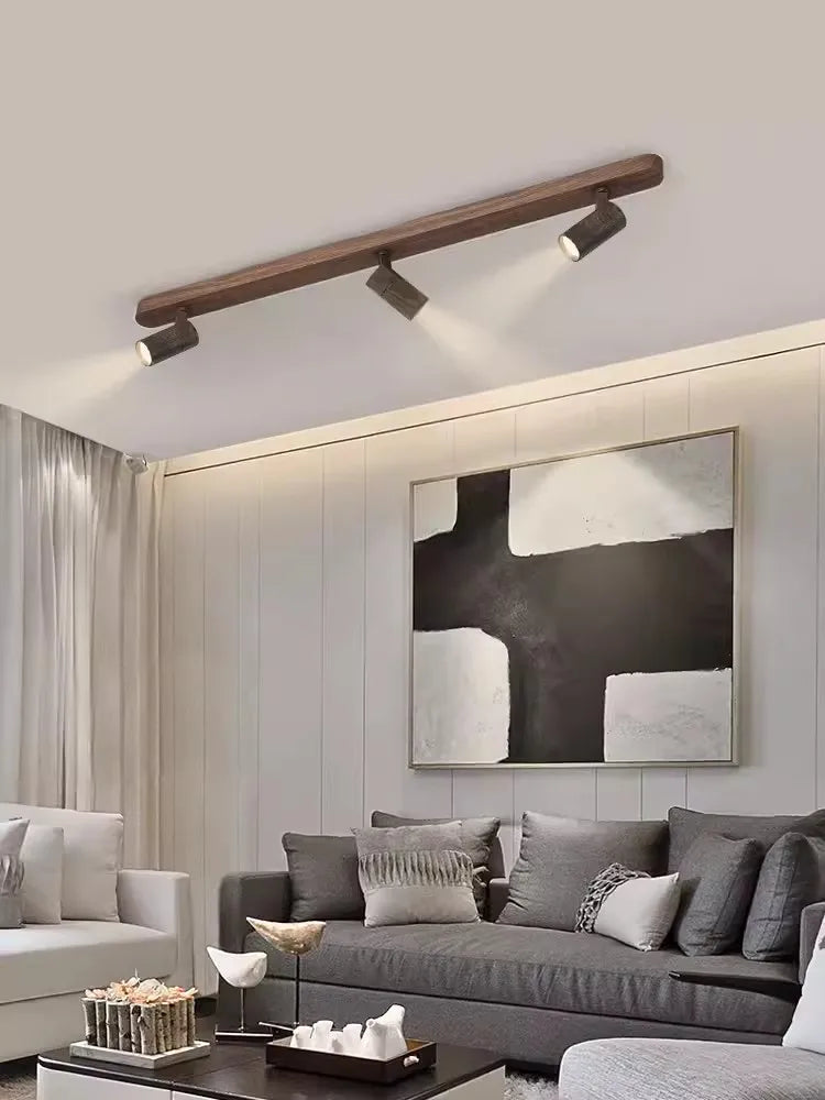 lustre led moderne design imitation bois pour intérieur