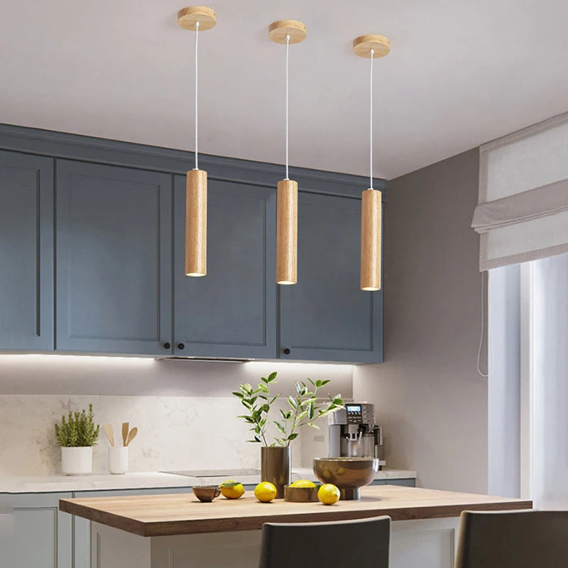 lampes suspendues modernes en bois éclairage intérieur led