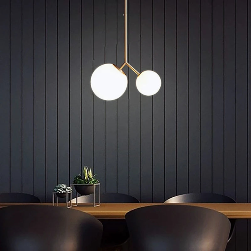 lustre moderne simple sandyha avec 2 boules led