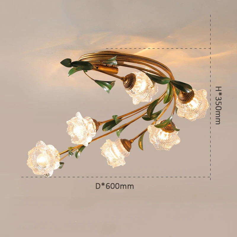 Plafonnier fleurs verre pastoral nordique led viridiplantae
