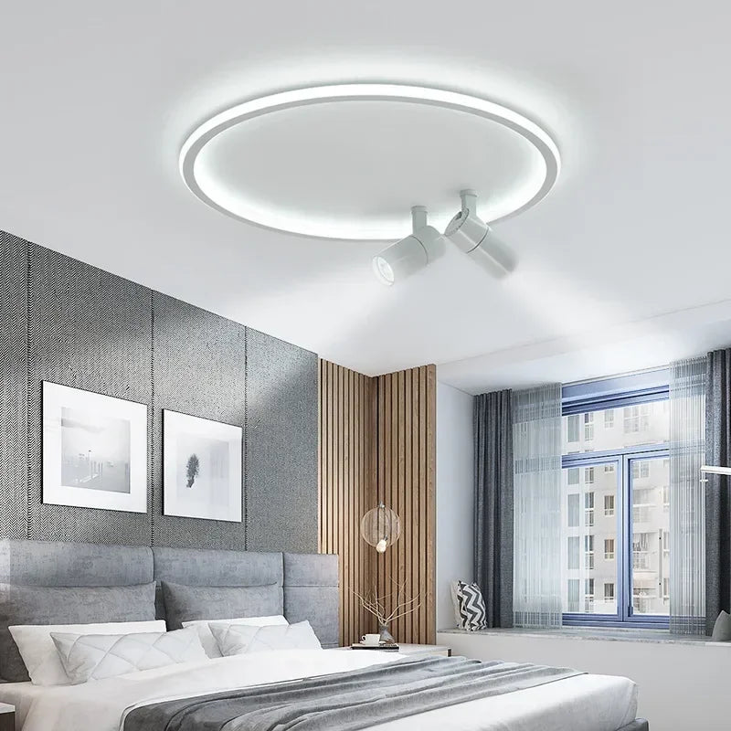 plafonnier moderne à leds avec projecteur lustre luminaire