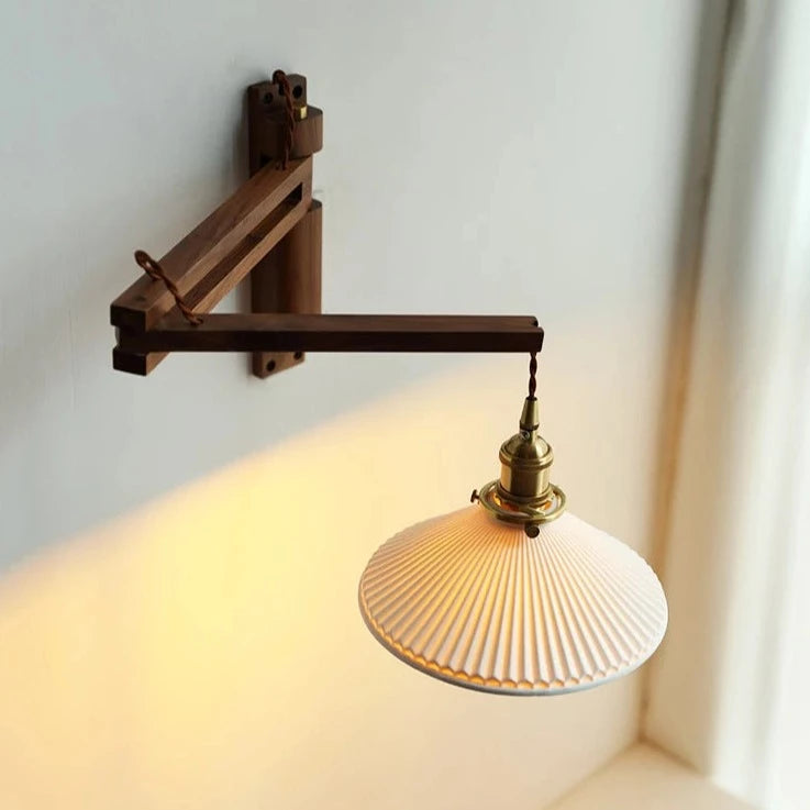 Applique murale japonaise réglable en bois massif