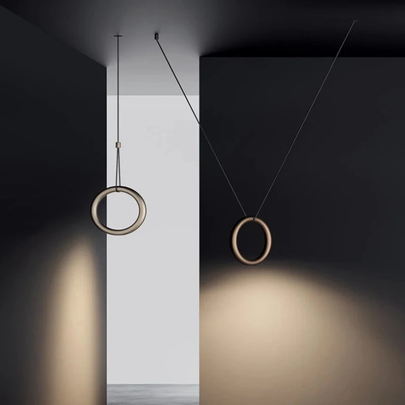 suspension anneau design art déco 4000k cordon réglable