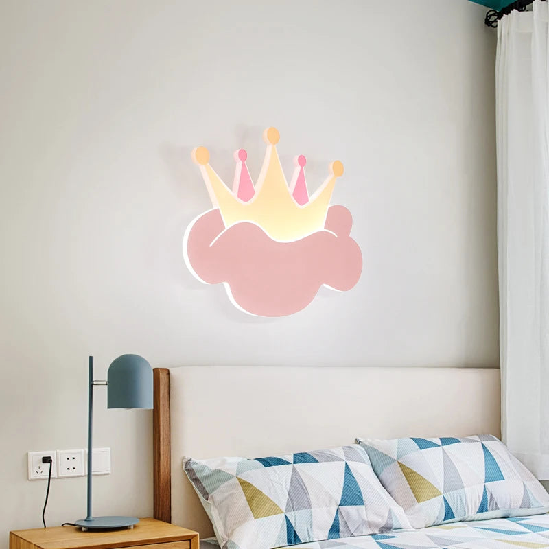 Applique murale couronne rose avec télécommande