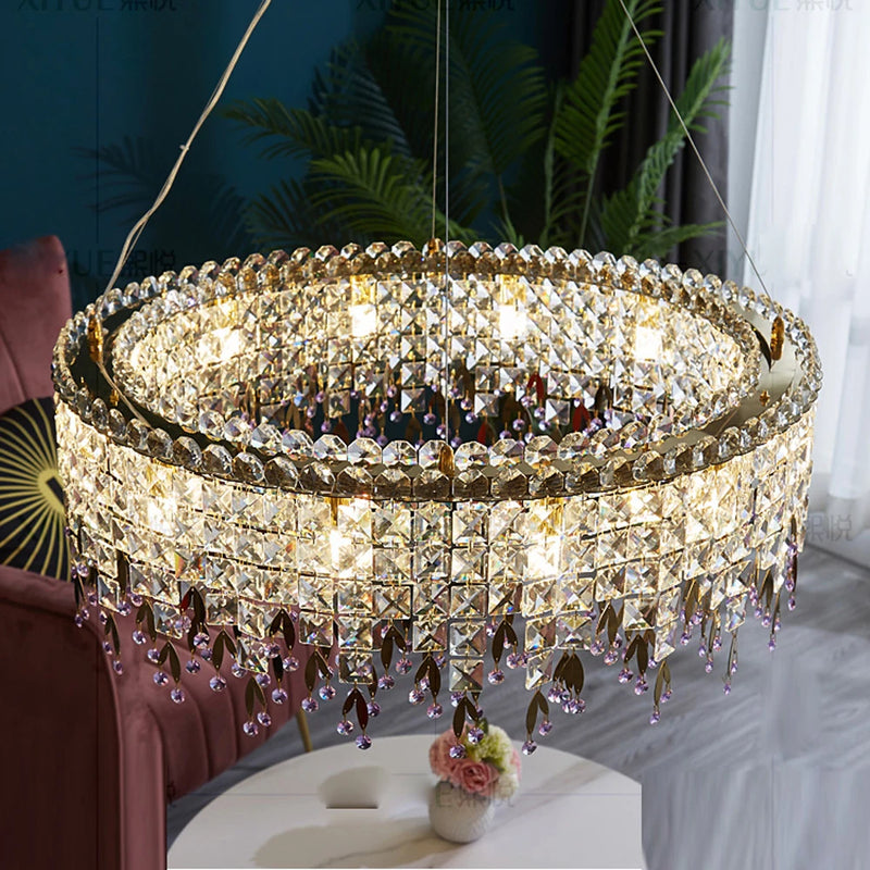 lustre de luxe en cristal lampe à main éclairage de bar luminaire suspendu