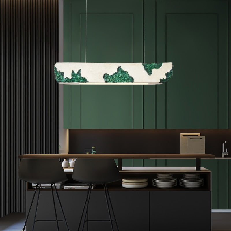 Lustre design longue rectangulaire avec touche coloré Hazel