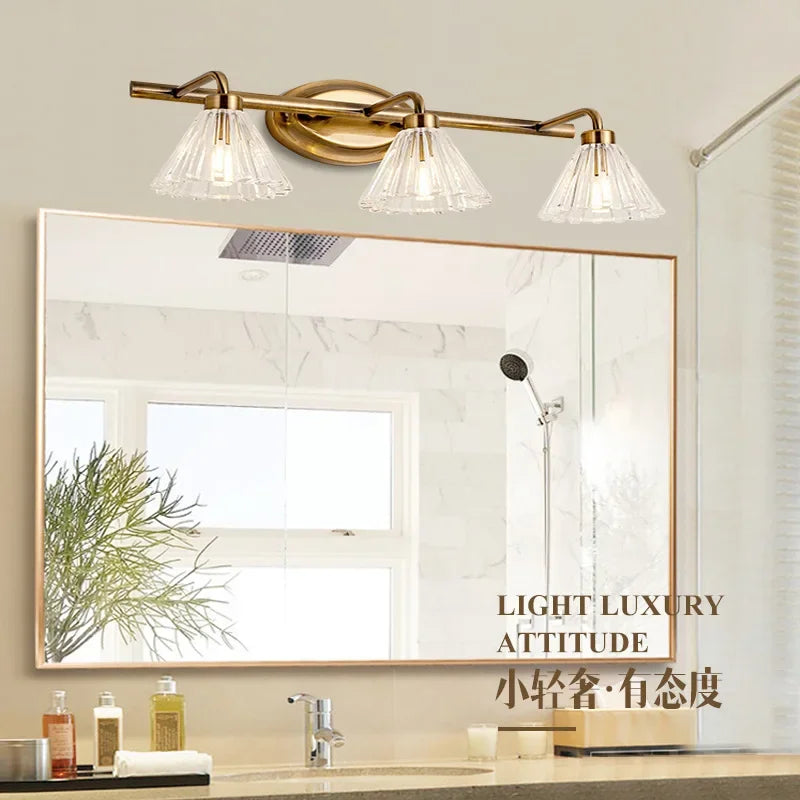 applique murale vintage led 2 ou 4 têtes abat-jour bronze clair