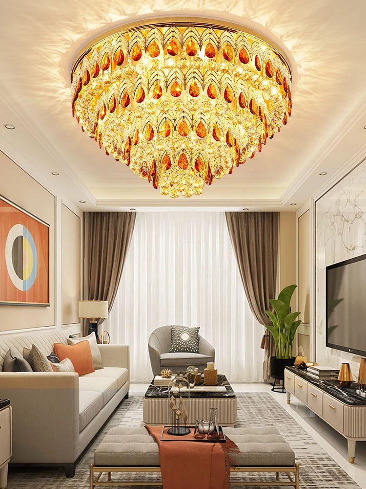 lustre dimmable en cristal design pour intérieur moderne