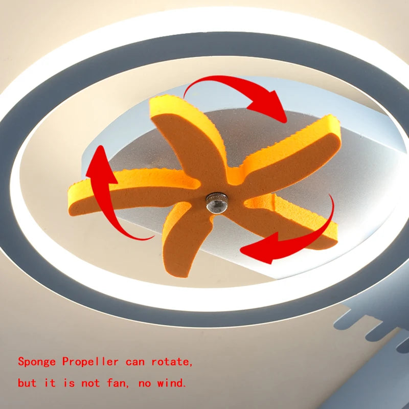 lustre dessin animé avion led avec télécommande pour enfants