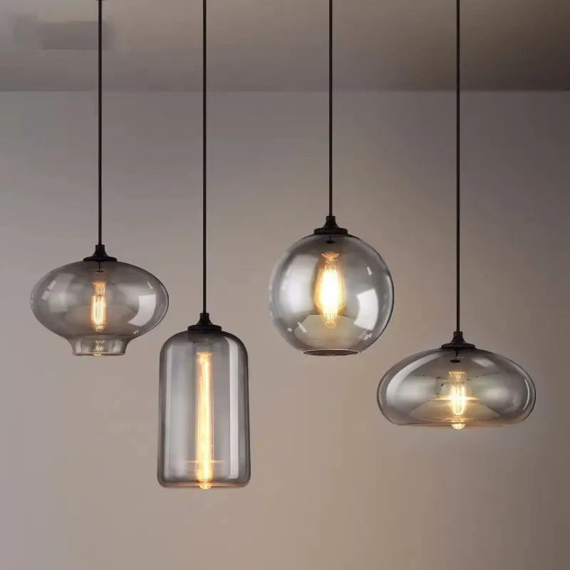 Suspension nordique en verre pour cuisine ou restaurant