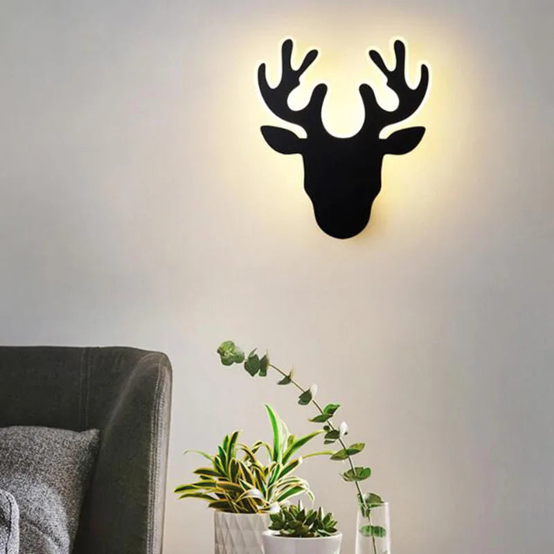 Applique murale LED créative en forme de cerf