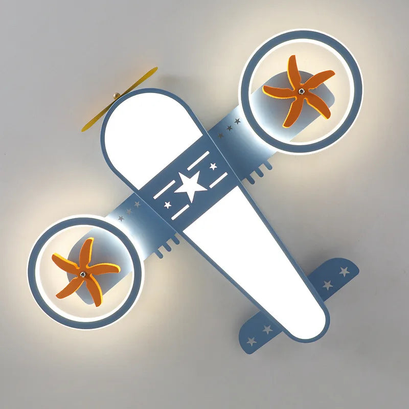lustre dessin animé avion led avec télécommande pour enfants