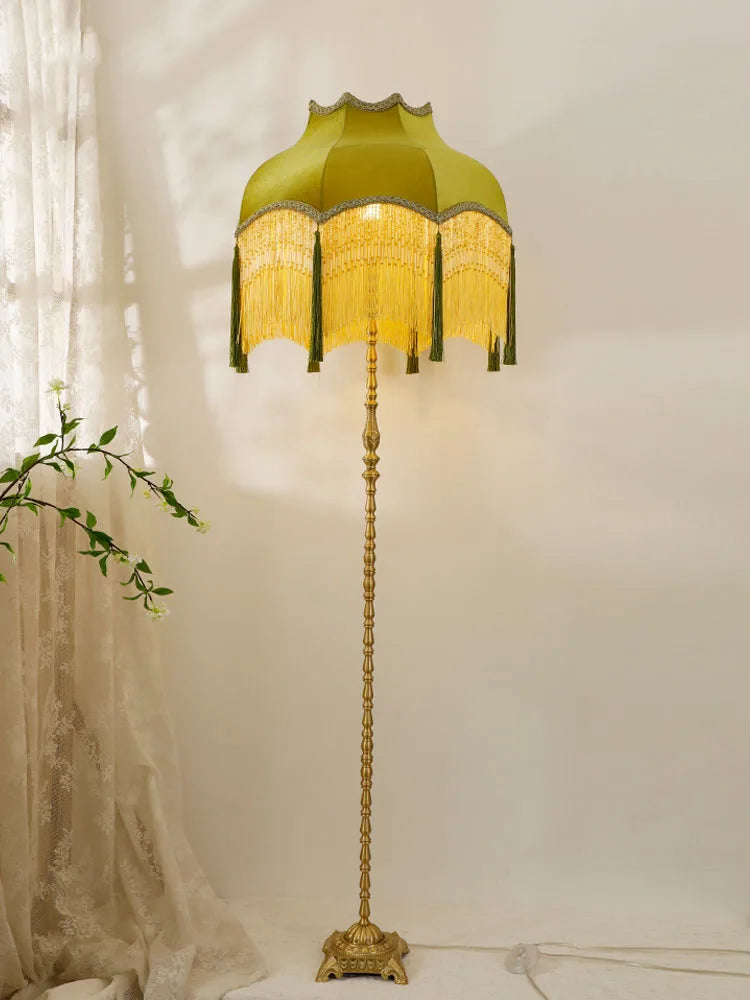 Lampadaire LED vintage cuivre français d'angle