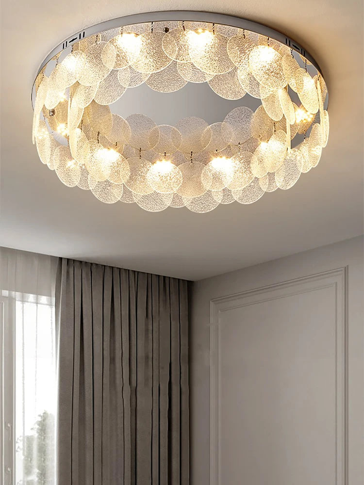 plafonnier led en verre rond de luxe moderne